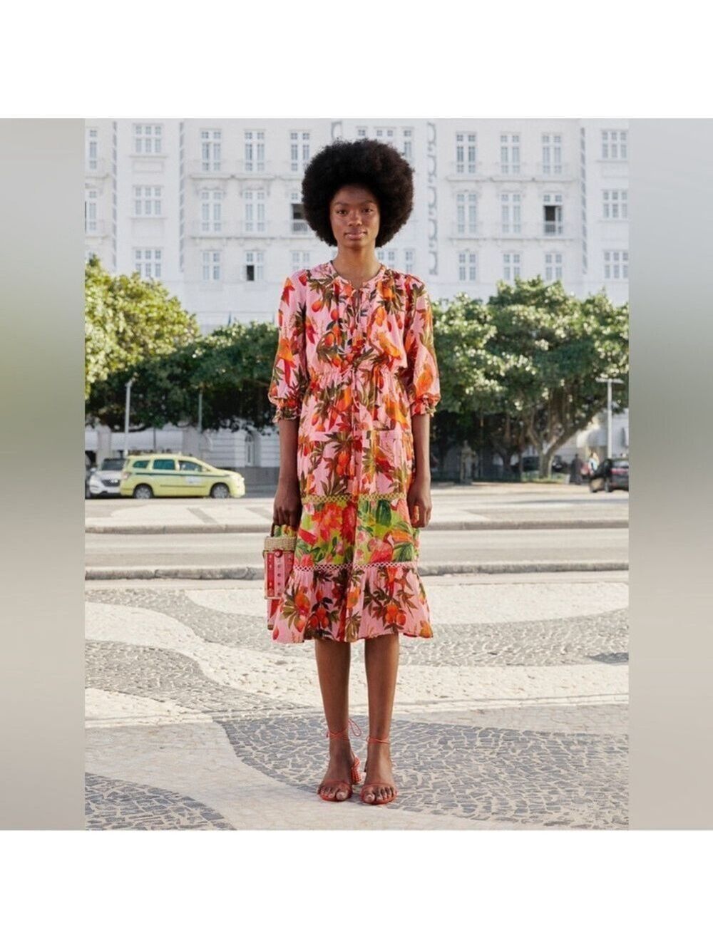 Farm Rio Mixed Mango Trees Midi Dress